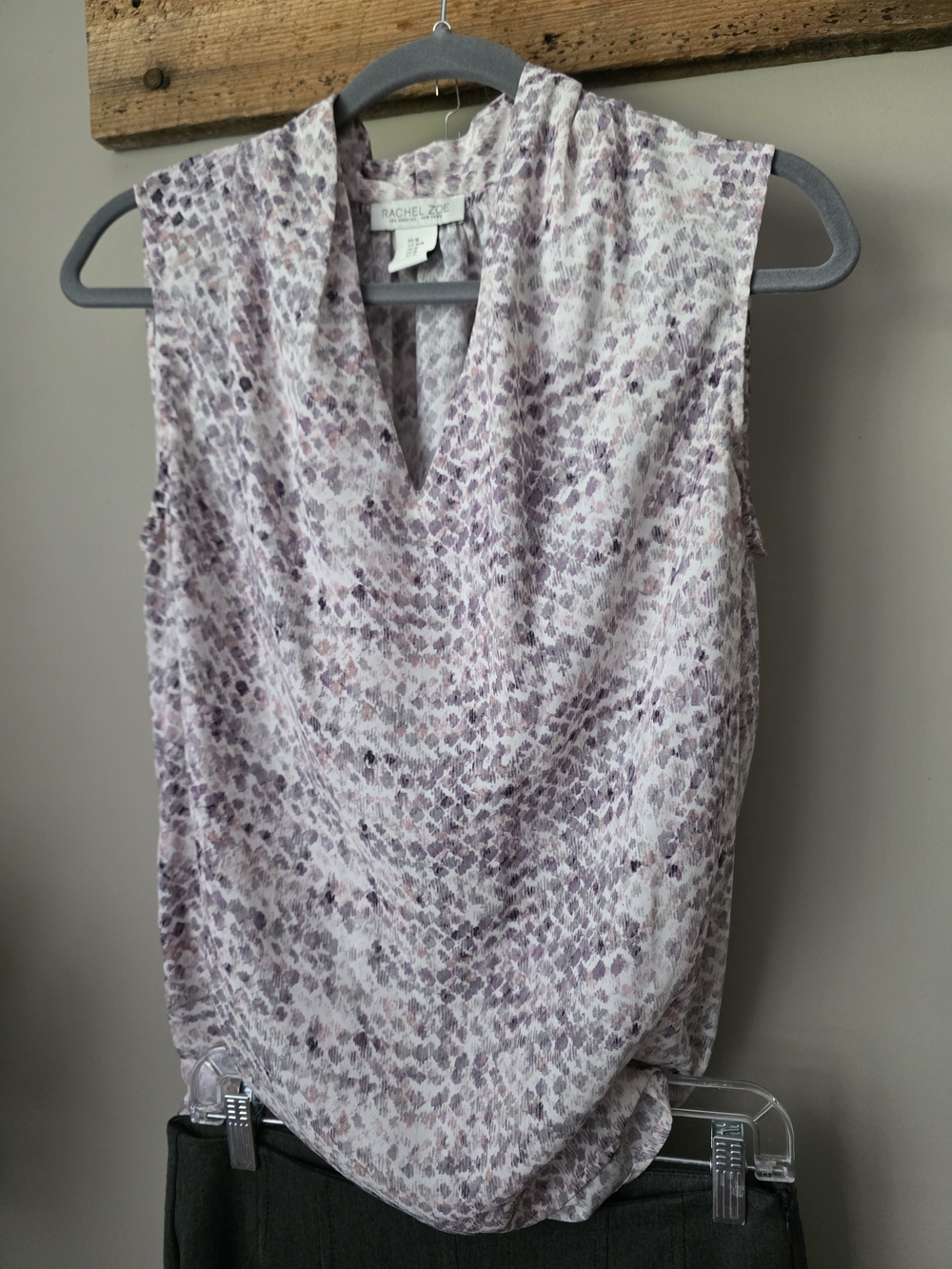 Rachel Zoe Lavender and Cream Sleeveless V-Neck Camisole